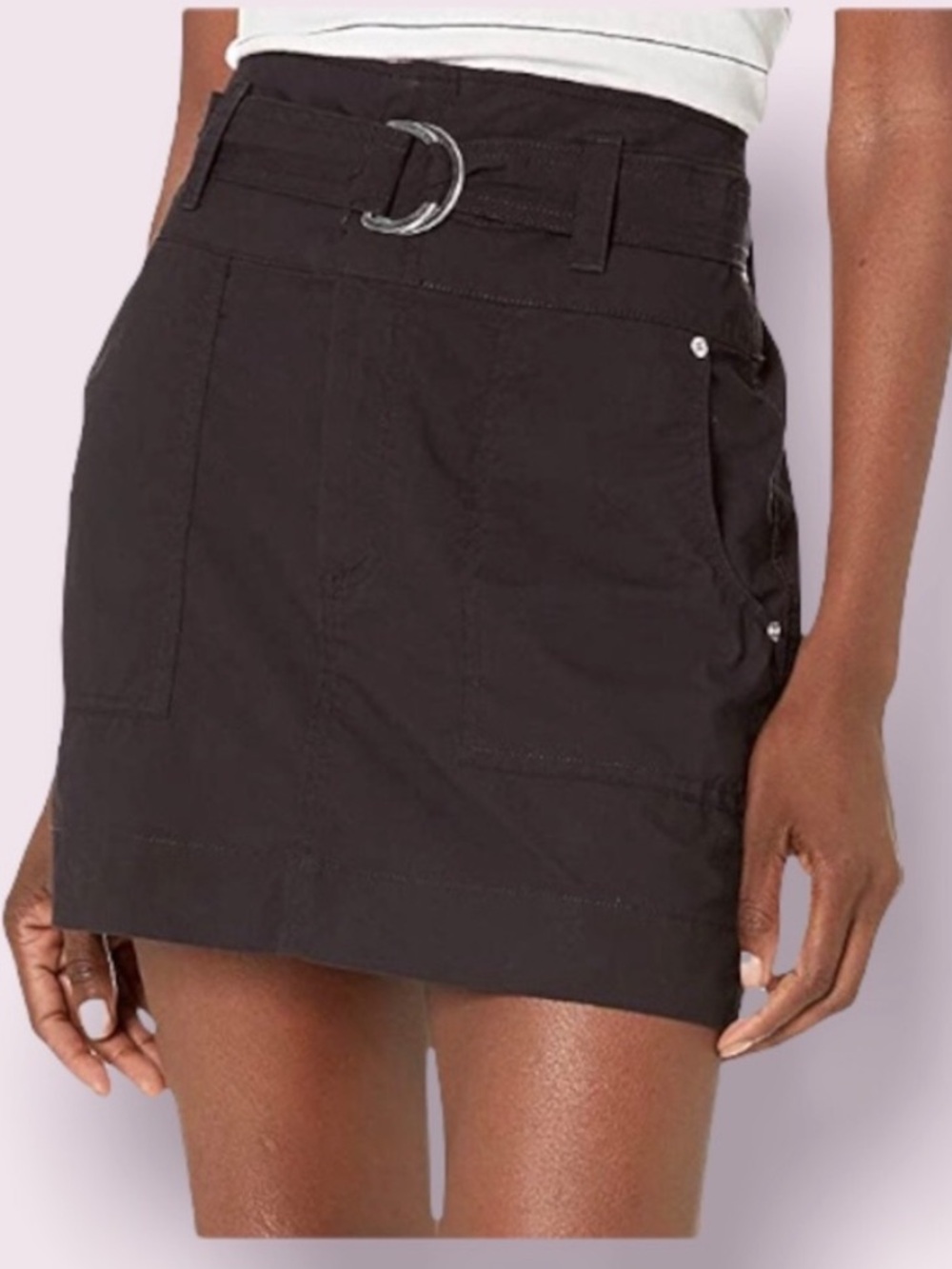 Calvin Klein Black Cargo / Utility Skirt with D-Ring Detail (Size XL)